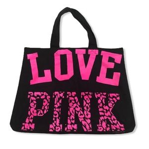 PINK Canvas Black Tote Love Bag